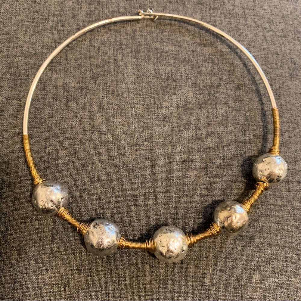 TwoToned Soho Sculptural Bead Wire Collar Necklace